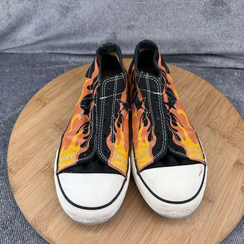 Converse One Star Junior Shoes Boys Size 5 Black Flame Canvas Slip On Sneakers